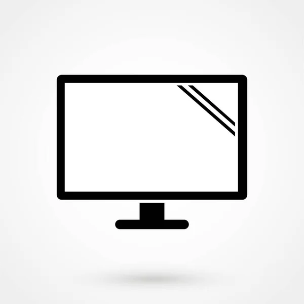 Simge Bilgisayar Ekran Düz Stil Gölge Beyaz Arka Planda Web — Stok Vektör