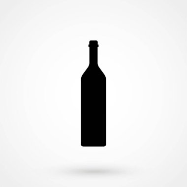 Beyaz arka planda izole edilmiş şarap şişesi ikonu. Vektör illüstrasyonu.