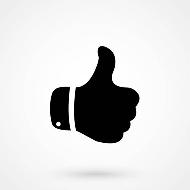 El başparmak yukarı simgesi düz. İllüstrasyon izole beyaz arka plan üzerinde. Vektör işareti simgesi