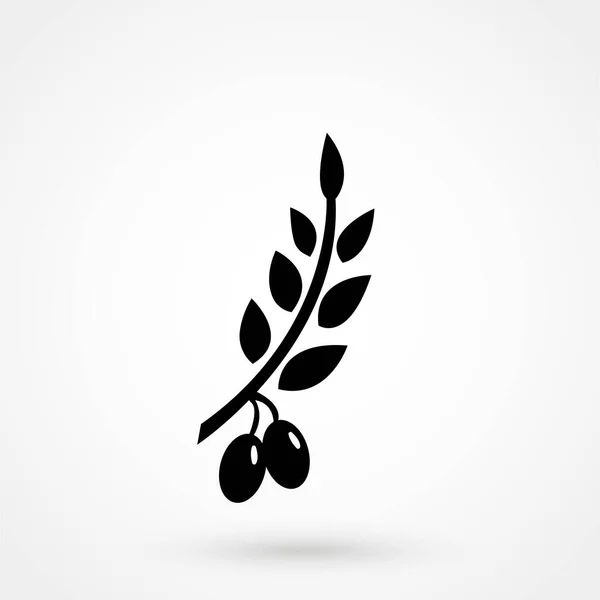 Vector Olive Branches Silhouette Icon Isolated White — Stock vektor