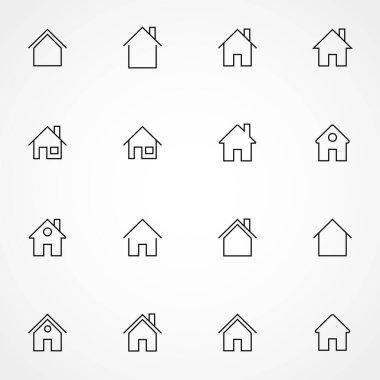 Basit bir ev satırı simgesi koleksiyonu. İnfografik, logo, uygulama geliştirme ve web sitesi tasarımı için ince çizgi vektör kümesi. Beyaz arkaplanda izole edilmiş en iyi simgeler.