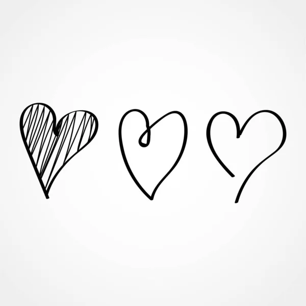Hand Drawn Heart Handdrawn Rough Marker Hearts Isolated White Background — Vettoriale Stock