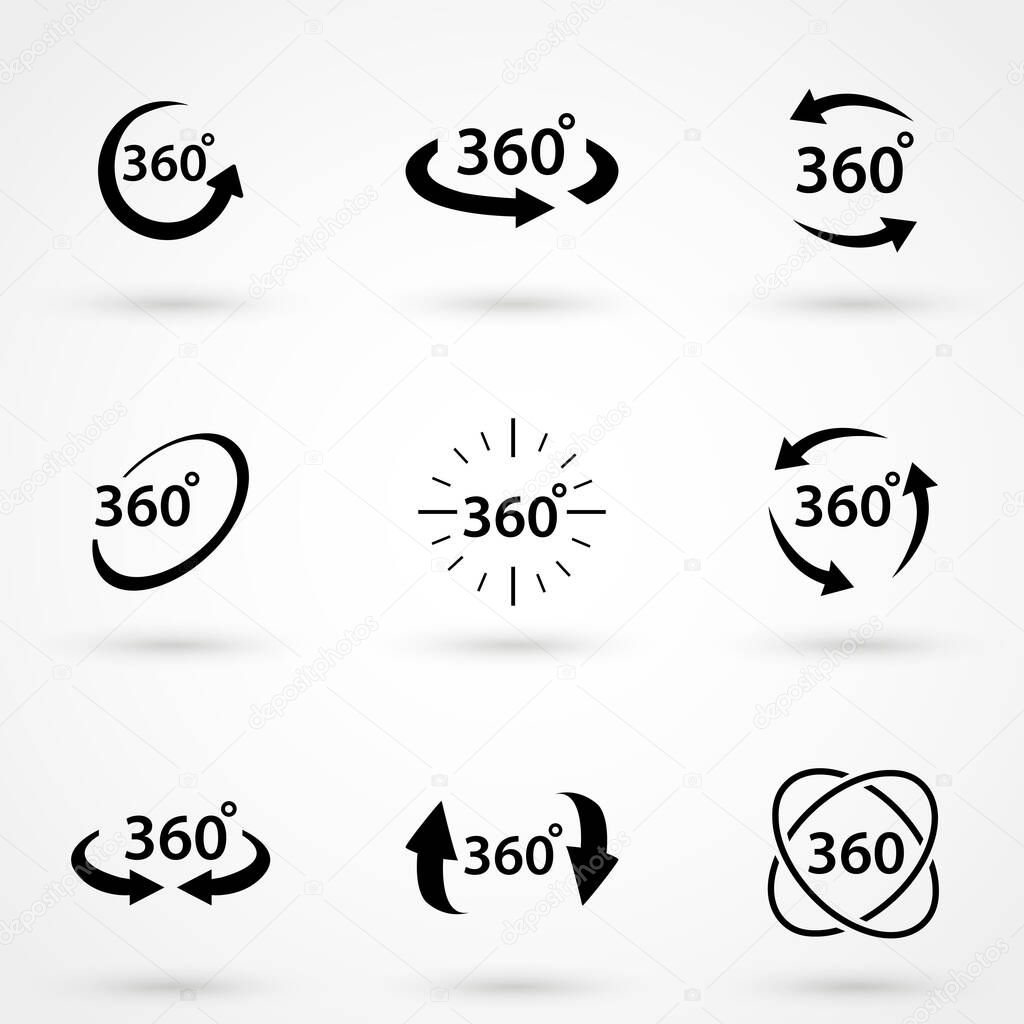 Simple Set of 360 Degree View Related Vector Icons for Your Design.