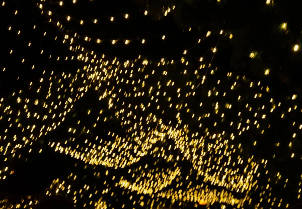 Arany Karácsonyi Fények Fekete Háttér Gyönyörű Karácsonyi Háttér Disszidált Kép — Stock Fotó