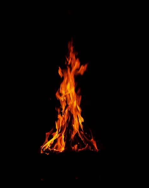 Schöne Helle Flammenbewegung Auf Schwarzem Hintergrund Natürlichem Hintergrund — Stockfoto