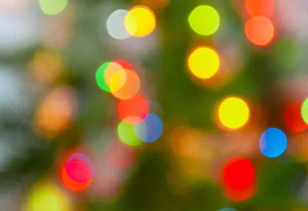 Színes Karácsonyi Háttér Karácsonyfa Fények Defocus — Stock Fotó