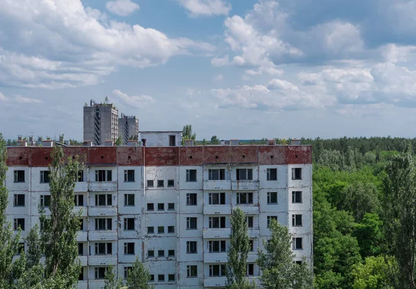 Strada Cittadina Della Città Abbandonata Pripyat Nella Zona Esclusione Chernobyl — Foto Stock