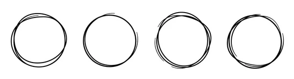 Χειροποίητο Σετ Σκίτσο Γραμμής Κύκλου Art Design Circular Scribble Doodle — Διανυσματικό Αρχείο