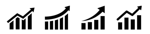 成长图集 有箭头的商业图表 增加图表的收集 利润增长的总和 进度条条形图成长成功的箭头图标 进步的象征 图表增加扁平样式 存量矢量 — 图库矢量图片