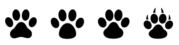 Σετ Αποτυπωμάτων Ίχνη Από Ζώα Σκύλος Γάτα Αρκούδα Σιλουέτα Κουταβιού — Διανυσματικό Αρχείο