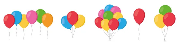 Ballonnen Vlakke Stijl Cartoon Geïsoleerd Ingesteld Witte Achtergrond Stelletje Ballonnen — Stockvector
