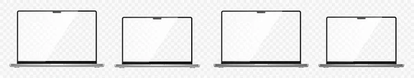 Conjunto Laptop Realista Computador Portátil Notebook Tela Polegadas Mockup Laptops — Vetor de Stock
