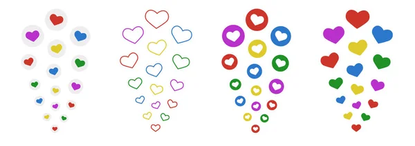 Sosyal medyanın simgeleri gibi renkli. Kalpler uçuyor ve canlı yayına ve hikayelere uygun.