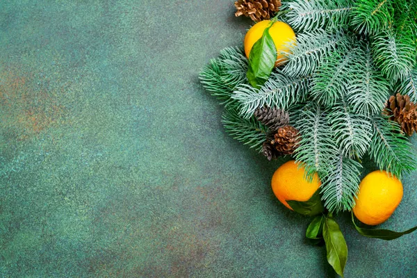 Fundo de Natal com tangerinas — Fotografia de Stock