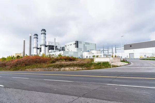 Photo Gas Fired Power Plant Cloudy Autumn Day Napanee Canada — Stock Photo, Image