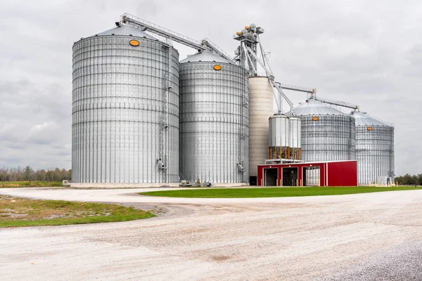 Ascensore Grano Sotto Cielo Nuvoloso Autunno Campagna Dell Ontario Canada — Foto Stock