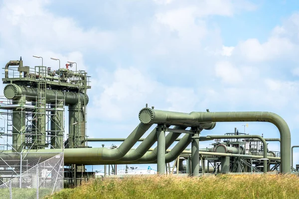 Pipelines Valves Natural Gas Extraction Site Groningen Gas Field Netherlands — Zdjęcie stockowe