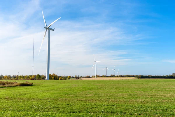 Wind Farm Rural Landscape Clear Autumn Day Copy Space Wolfe — 图库照片