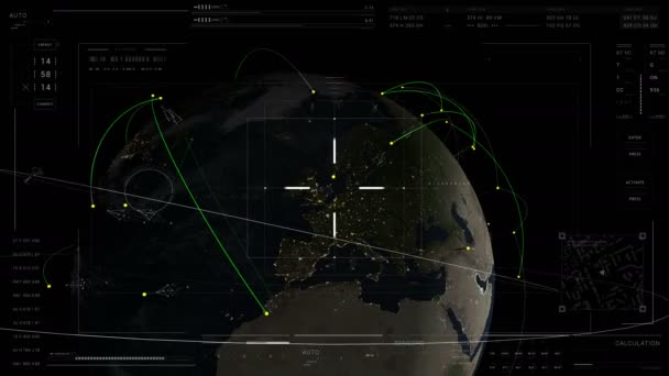 Futuristická Hud Infographic Globe Earth Render Cyberspace World Map Globe — Stock video