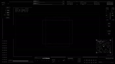 Teknoloji Kullanıcı Arayüzü ve veri gösterimi. Kontrol paneli HUD teknolojik bilgi grafiği. Alpha luma kanalı için Fi HUD.Black arkaplanı.
