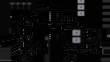 Teknolojik fütürist bilim kurgu sunucusu HUD döngüsü. Teknoloji Kullanıcı Arayüzü ve veri HUD Kusursuz Siber Alan.