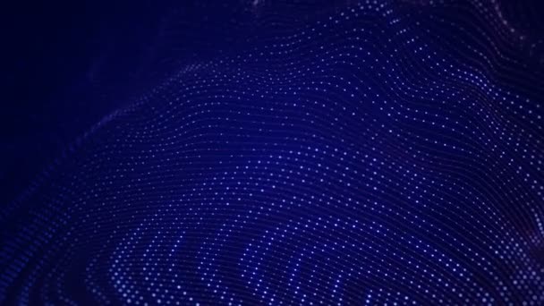 Looping Abstract technology stripes and dots blue background .Strings particles technological background.Flickering Looping Technological HUD. — Vídeo de Stock