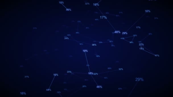 Global connection.Looping zoom in animation.Lines connecting percentage numbers. — Stock Video