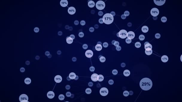 Linhas sem costura conectando números percentuais. Conexão global. — Vídeo de Stock