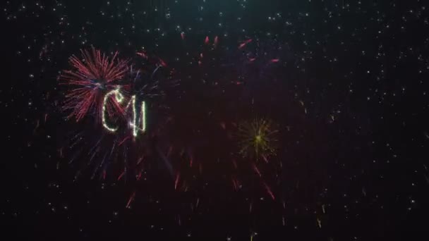 Fireworks Happy New Year in Russian shining sparkling intro.S Novim Godom.PNG Alpha.Christmas balls and snowflakes.Make your Christmas Card and New Year Eve perfect adding Happy New Year template. — Stok Video