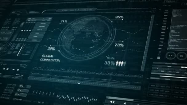 User Interface HUD.Global connections.HUD technological futuristic intro. — Stock Video