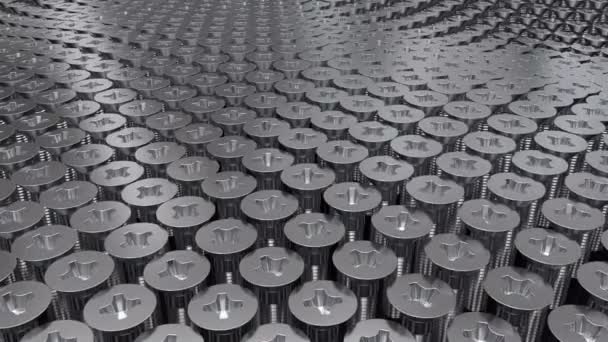 Looping abstract metal cross screws rotation and up down movement animation.Screensaver.Metal. Tools equipment industrial background. — Wideo stockowe