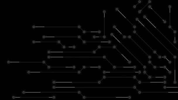 Technologische verbindingen HUD animatie.Technologisch moederbord elektrisch circuit HUD met programmeertekst en infografische elementen verschijnen animatie.Abstract technologische achtergrond. — Stockvideo