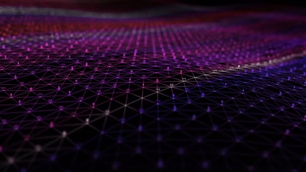 技術HUD Waving animation.Abstract技術の背景幾何学的な線と点インターネットの世界的な接続とデータの転送概念デジタルSFサイバー空間HUDアニメーション. — ストック動画