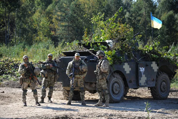 Militar Ucraniano Visto Durante Los Ejercicios Militares Internacionales Rapid Trident — Foto de Stock