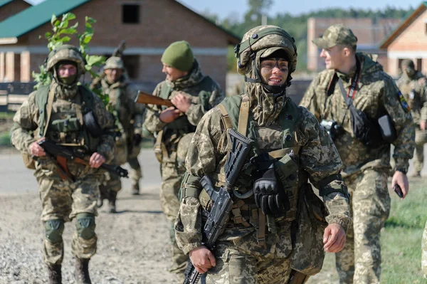 Militares Ucranianos Vistos Durante Exercícios Militares Internacionais Rapid Trident 2021 — Fotografia de Stock