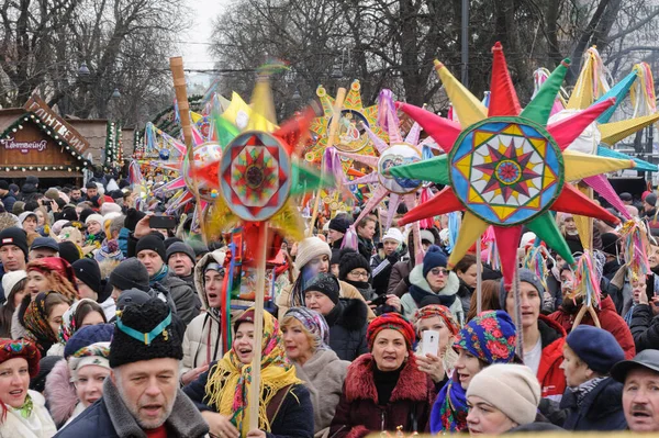 Lviv Ukraine January 2022 Procession Zvizdari Christmas Star Carriers Held — Stock Fotó