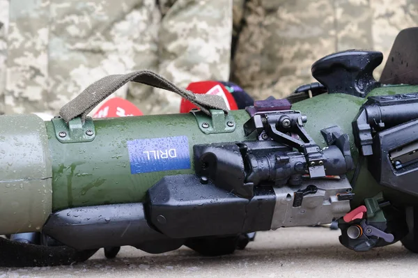 Lviv Ukraina Januari 2022 Kompleks Nlaw Atgm Terlihat Selama Konferensi — Foto Stok Gratis