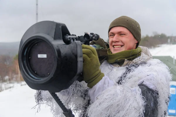 Lviv Ukrayna Ocak 2022 Nlaw Atgm Elinde Tutan Ukraynalı Asker Telifsiz Stok Fotoğraflar
