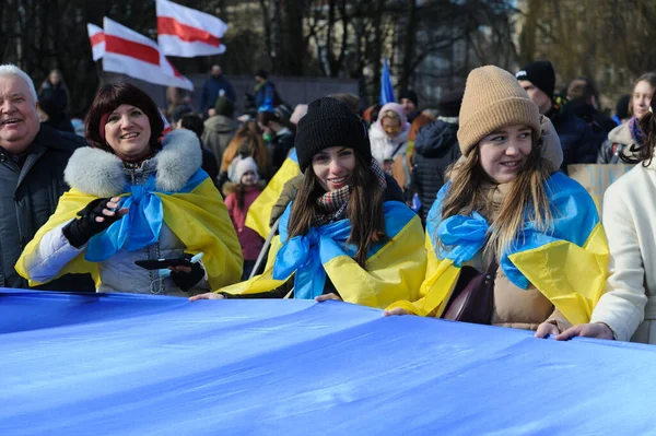 Lviv Ukrayna Şubat 2022 Ukraynalılar Ukrayna Rusya Sınırındaki Gerginlik Ortamında Stok Resim