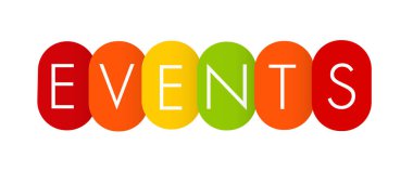 Renkli Olaylar beyaz arkaplandaki afiş harfleri. Vektör