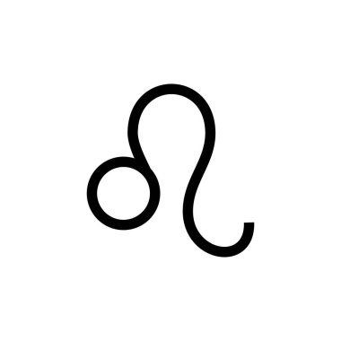 Zodiac Leo çizgi işareti. Astroloji simgesi beyaz arkaplanda izole edilmiş, astrolojik burç sembolü ana hatları.