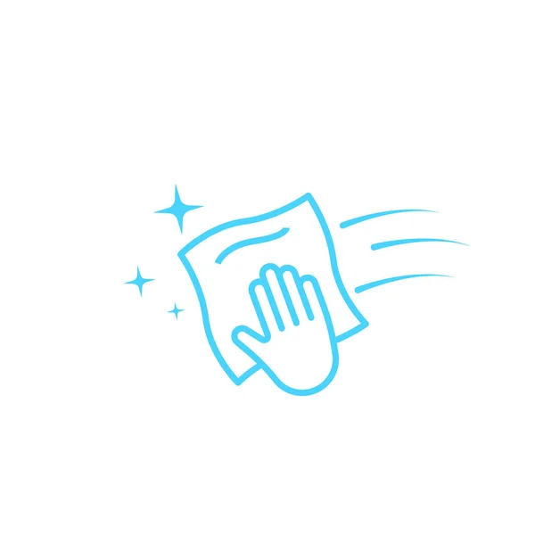 Icône Ligne Chiffon Bleu Nettoyage Essuyez Avec Symbole Chiffon Panneau — Image vectorielle