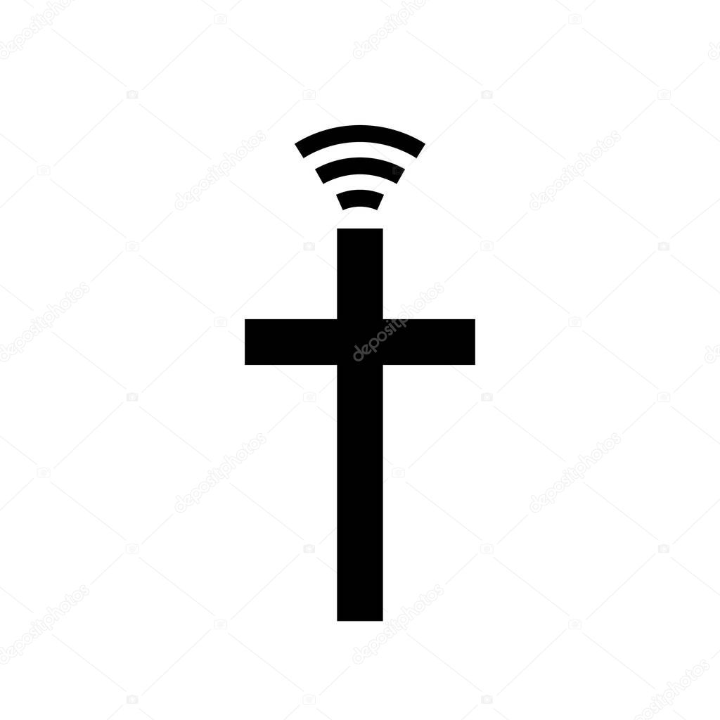 Online church icon. simple design logo on white. Vector