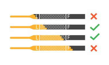 Beyaz arka planda araç simgesinde yağ çubuğu kontrol ediliyor ve okunuyor. Vektör simgesi