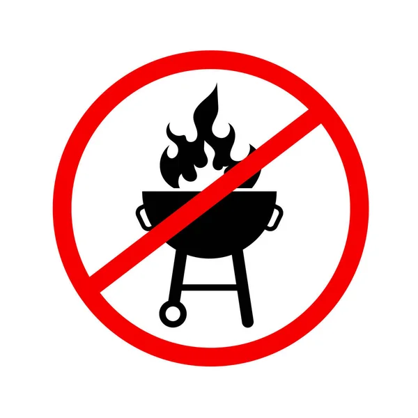 Stop Bbq Symbol Verbotene Zone Für Grillen Informationsschild Kein Kochen lizenzfreie Stockillustrationen