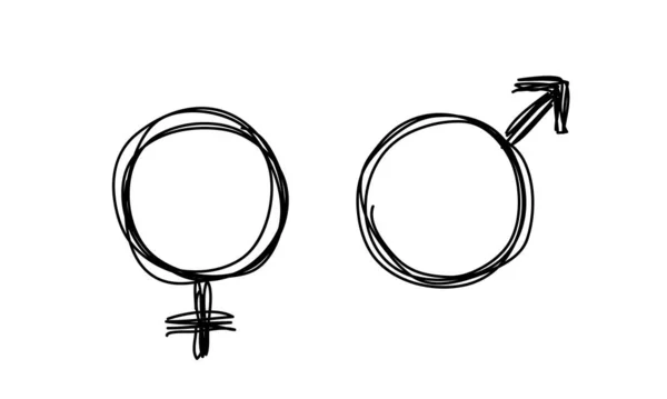 Χειροποίητο Στυλ Εικόνας Φύλου Για Άνδρα Και Γυναίκα Σήμα Διάνυσμα — Διανυσματικό Αρχείο