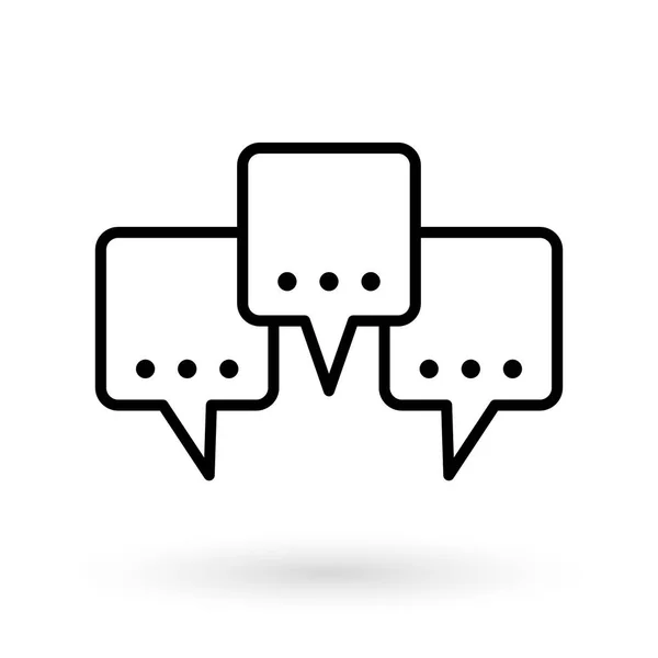 Három Lineáris Chat Beszéd Üzenet Buborékok Vektor Ikonja — Stock Vector