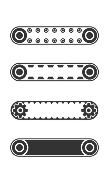 Ligne Bande Transporteuse Réglée Sur Fond Blanc Vecteur — Image vectorielle