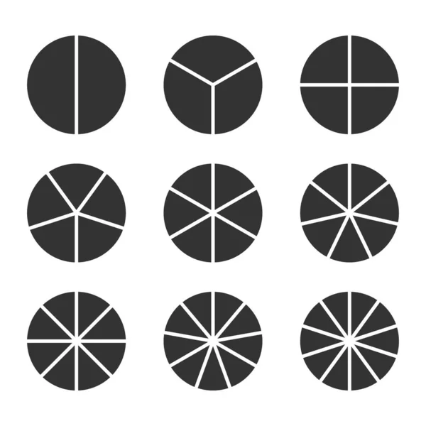 Сегменты Круга Установлены Разное Число Секторов Делит Круг Равные Части — стоковый вектор