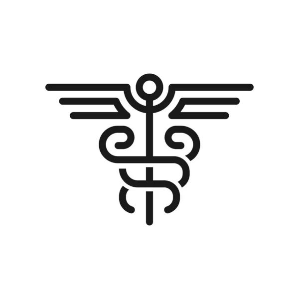 Caduceus Pictogram Vectorillustratie Dunne Lijn Moderne Stijl — Stockvector